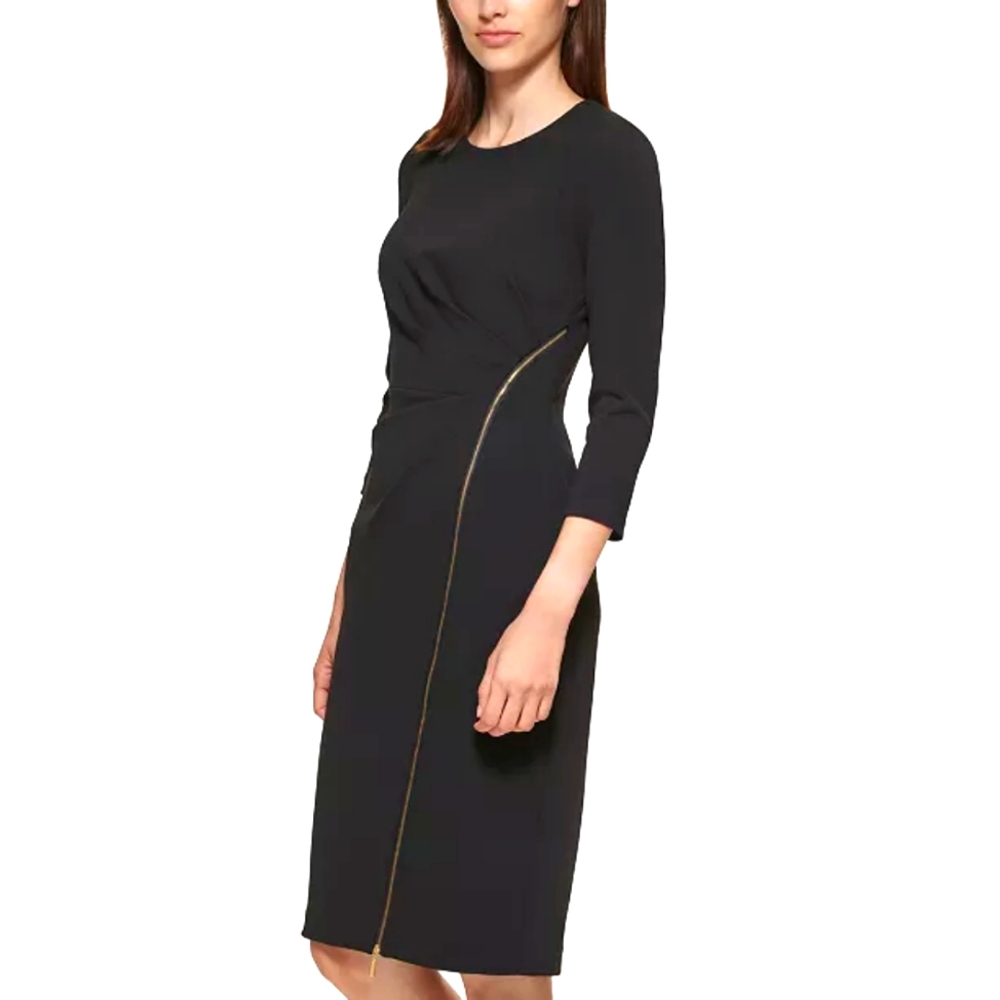 CALVIN KLEIN Zip-Detail Scuba Crepe Bodycon Dress